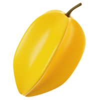 Fresh star fruit icon on 3d rendering. 3d illustration of fruit icon png