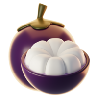 Fresh mangosteen fruit icon on 3d rendering. 3d illustration of fruit icon png