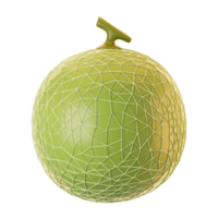 Fresh melon fruit icon on 3d rendering. 3d illustration of fruit icon png