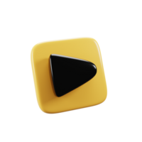 3d rendering social media play button icon. Multimedia button icon concept png