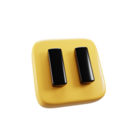 3d rendering social media pause button icon. Multimedia button icon concept png