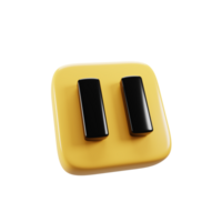 3d rendering social media pause button icon. Multimedia button icon concept png