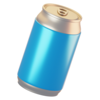 3d rendering blue beer can icon with cartoon style png