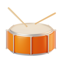 Drum icon on 3d rendering with cartoon style. 3d render icon illustration png