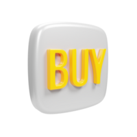 3d representación comprar botón icono. en línea tienda márketing icono concepto png