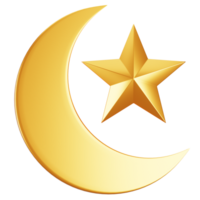 Ramadan icon concept on 3d rendering. 3d illustration golden crescent moon icon png