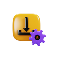3d rendering download setting icon. User interface icon concept png