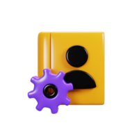 3d rendering contact setting icon. User interface icon concept png