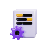 3d rendering document setting icon. User interface icon concept png