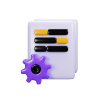 3d rendering document setting icon. User interface icon concept png