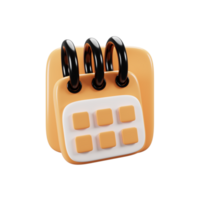 Mobile phone user interface icon concept. Calendar icon on 3d rendering png