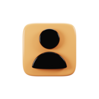 3d rendering profile icon. Mobile phone user interface icon concept png