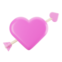 3d rendering love arrow icon. Valentine day icon concept png