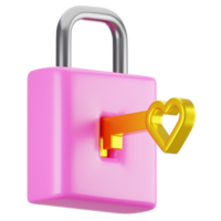 3d rendering love padlock icon. Valentine day icon concept png