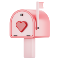 Valentine day icon concept on 3d rendering. 3d render love mailbox icon png