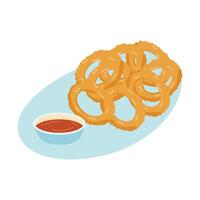 calamares frito calamar circulo Español tapa vector