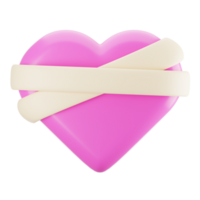 3d rendering wounded heart icon. Valentine day icon concept png