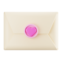 3d rendering love letter icon. Valentine day icon concept png