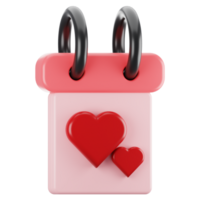 Valentine day icon concept on 3d rendering. 3d render valentine calendar icon png