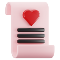 Valentine day icon concept on 3d rendering. 3d render romantic note icon png