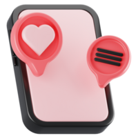Valentine day icon concept on 3d rendering. 3d render love chat icon png
