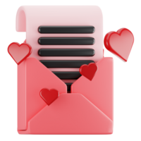 Valentine day icon concept on 3d rendering. 3d render romantic letter icon png