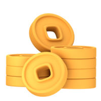 Chinese Coin Stack 3D Illustration for uiux, web, app, presentation, etc png