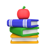 Book And Apple 3D Illustration for uiux, web, app, presentation, etc png