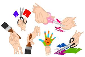Set Of Hands Are Making Handicrafts vector