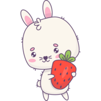 Cute bunny with strawberry png