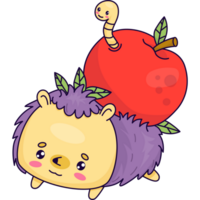 Hedgehog with big apple png