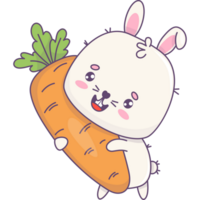 Happy rabbit with carrot png