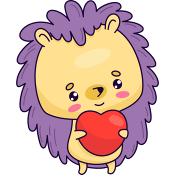 Cartoon hedgehog with heart png