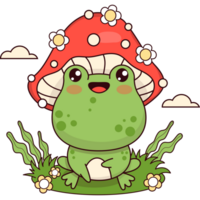 Cute frog fly agaric png