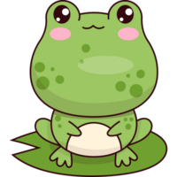Cute frog  on leaf png