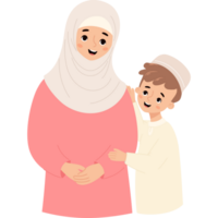 Muslim woman with son png