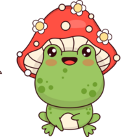 Cute frog mushroom png
