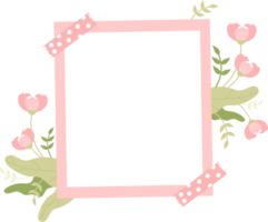 Photo frame with soft pink flowers png