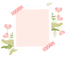 Photo frame with soft pink flowers png