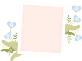 Snapshot frame with soft blue flowers png