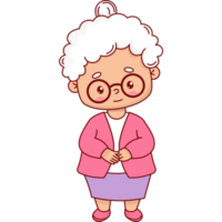 Cute grandmother   character. png