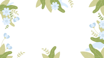 Floral template with blue flowers png