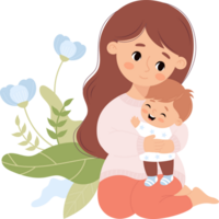 Cute mother with her little son png