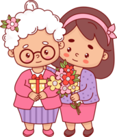 Happy grandmother with adult daughter png