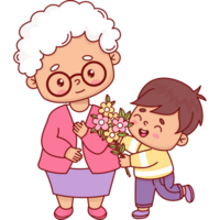 contento abuela con chico nieto png