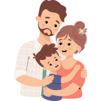 Happy family  father tenderly hugs  wife and son png