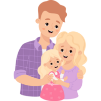 Happy man  with blonde wife and daughter png