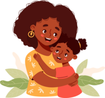 Cute black woman with daughter png