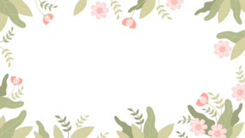 Floral template Pink flowers and leaves png