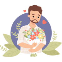 homme avec bouquet png